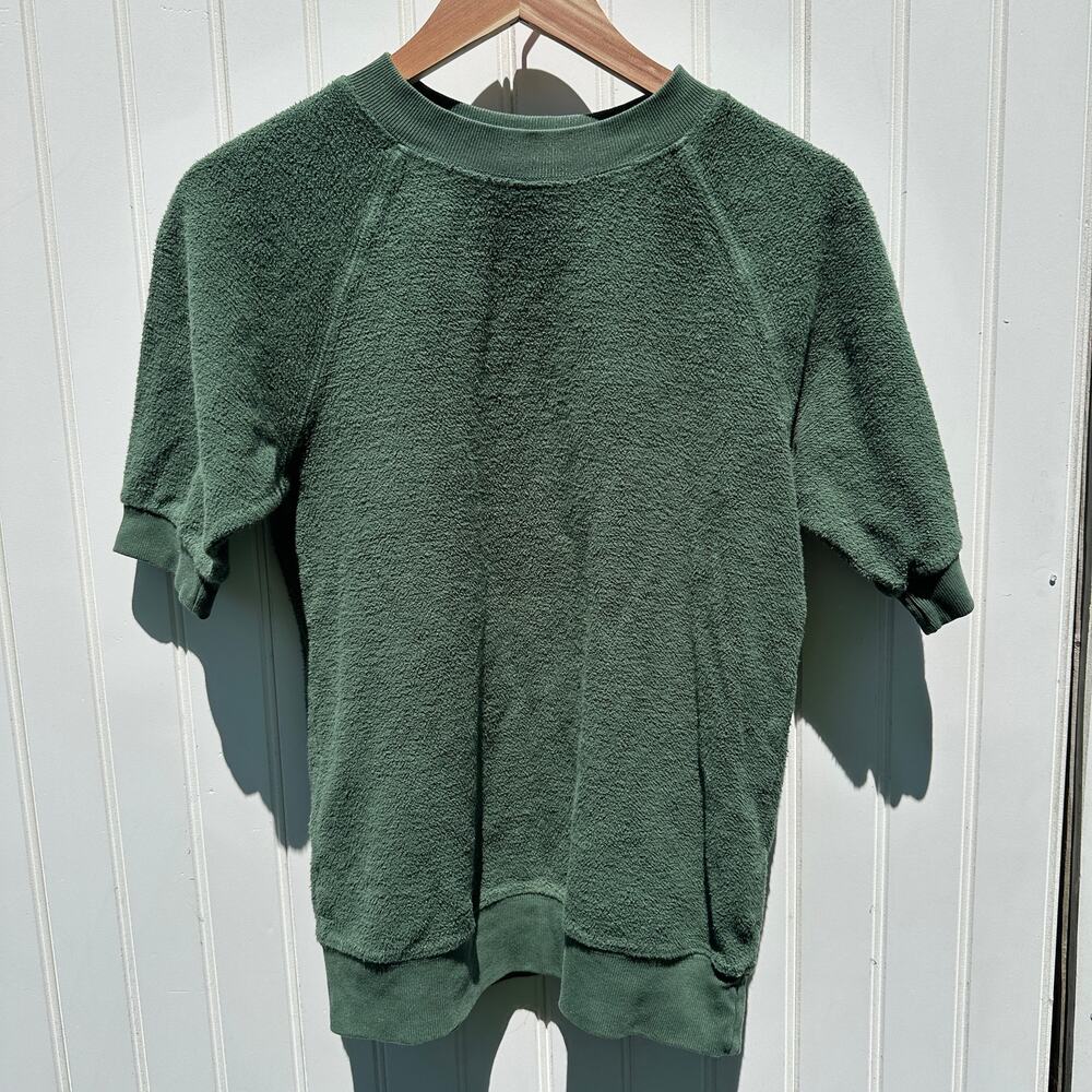 Jungmaven Short Sleeve Raglan Sherpa Sweatshirt Top Tee Hunter Green XS EUC